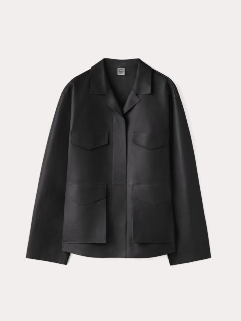 Totême Army leather jacket black