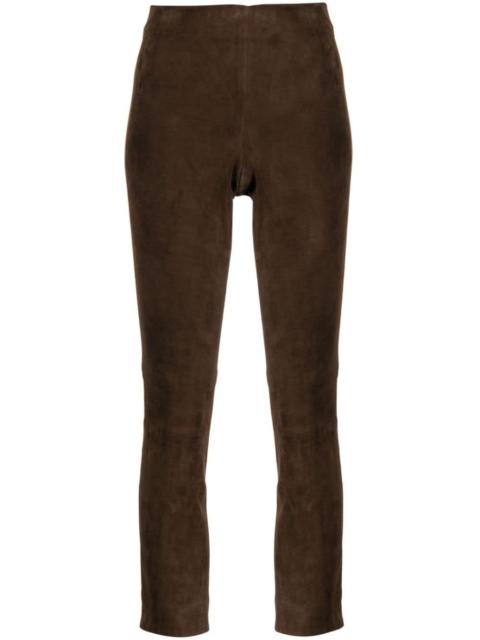 cropped suede trousers