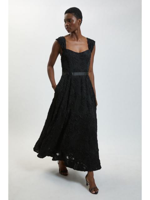 KAREN MILLEN Textured Off The Shoulder Maxi Dress
