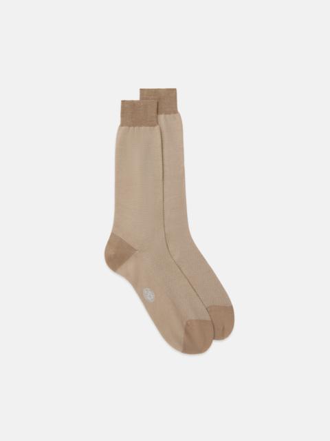 J. PRESS MADE-IN-ITALY CAMEL HERRINGBONE COTTON MID-CALF SOCKS