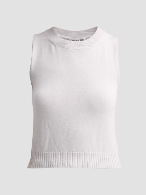 Oscar de la Renta Women's Cropped Wool Twinset Tank - Grey