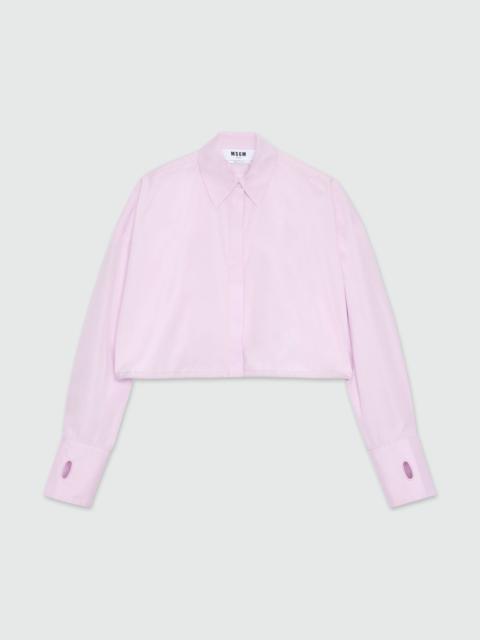 Pink poplin cropped shirt