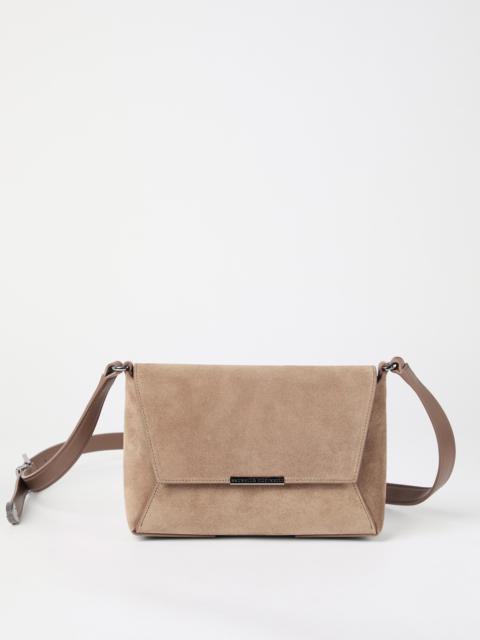 Sueded calfskin envelope bag with monili