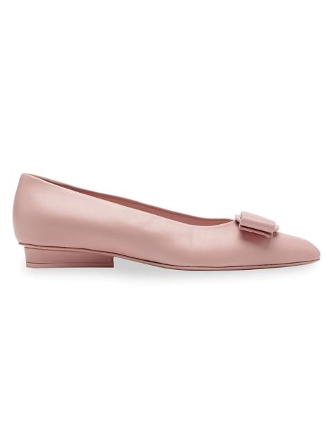 FERRAGAMO Viva Bow Leather Ballerina Flats