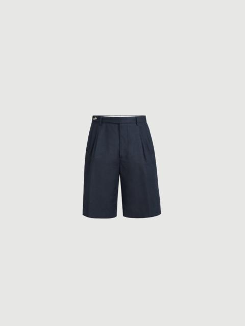 Brunello Cucinelli Cotton and linen panama Bermuda shorts with pleats and tabbed waistband
