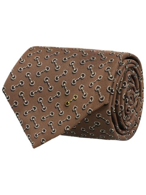 GUCCI Gucci Horsebit Silk Jacquard Tie Camel Multi