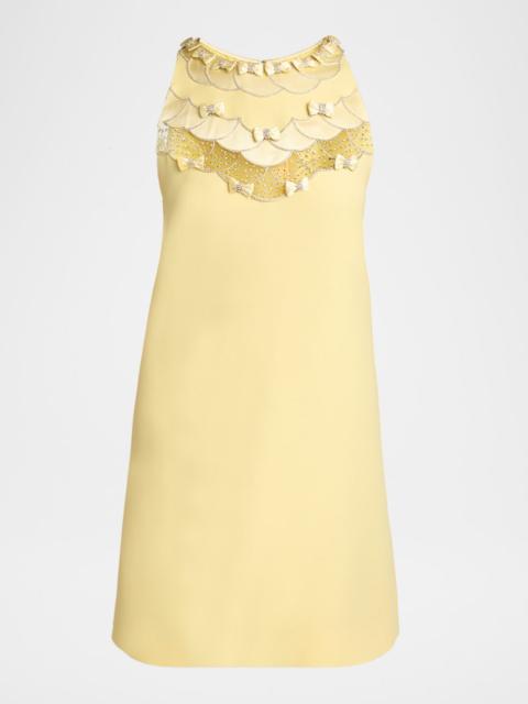 Valentino Sleeveless Embroidered Mini Shift Dress