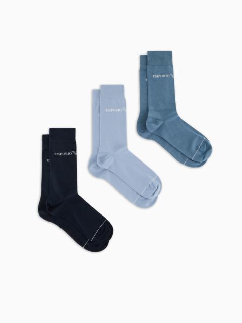 EMPORIO ARMANI THREE-PACK OF SOCKS WITH JACQUARD EMPORIO ARMANI LOGO