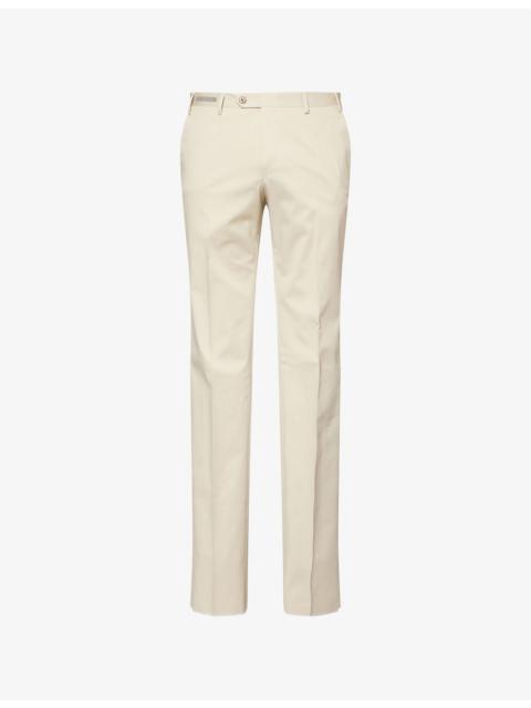 CORNELIANI Slim-Leg Mid-Rise Stretch-Cotton Trousers