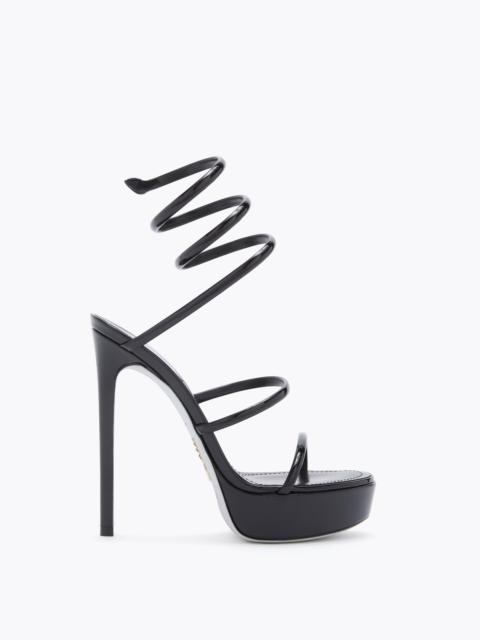 RENE CAOVILLA CLEO BLACK PATENT LEATHER PLATFORM SANDAL 130