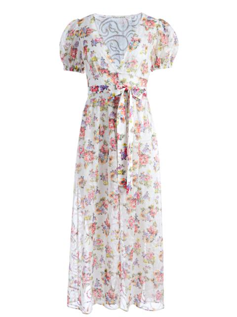 Alice + Olivia JESSAMY PUFF SLEEVE MAXI ROBE WITH BELT