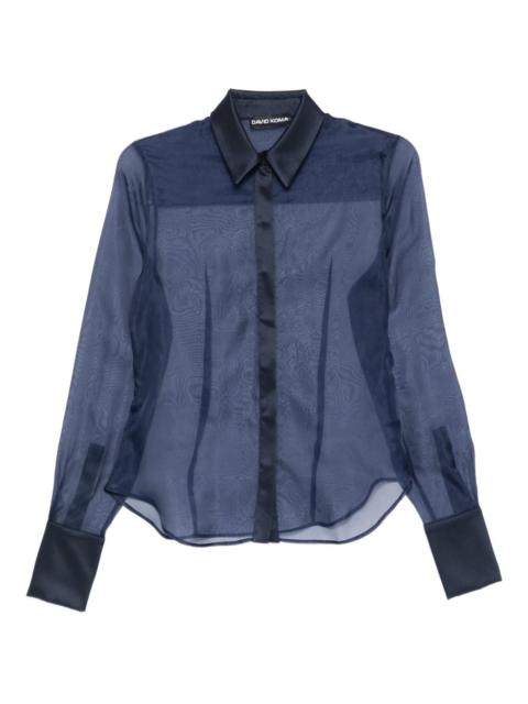 David Koma panelled semi-sheer shirt