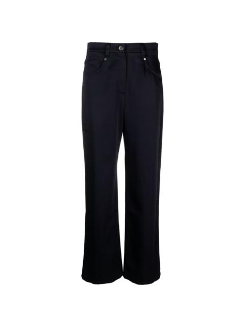 straight-leg satin-finish trousers