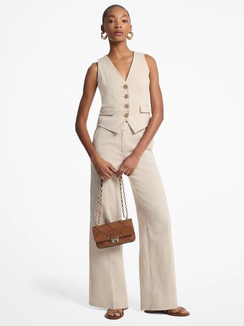 MICHAEL KORS Linen and Cotton Twill Wide Leg Pants
