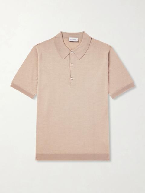 JOHN SMEDLEY Macloud Knitted Merino Wool Polo Shirt Beige