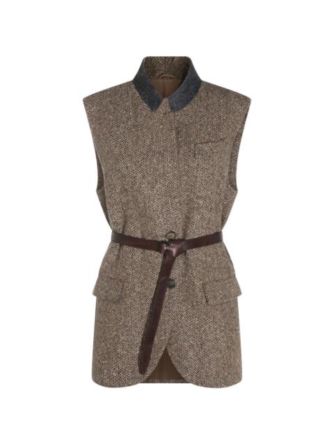 Brunello Cucinelli sequin-embellished belted gilet