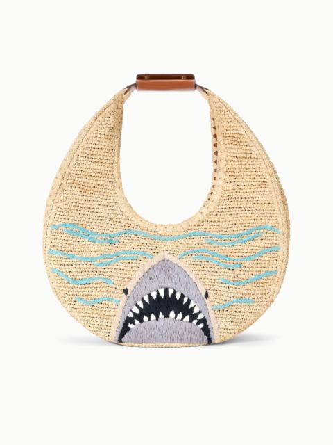 STAUD STAUD LARGE RAFFIA MOON TOTE BAG GREAT WHITE