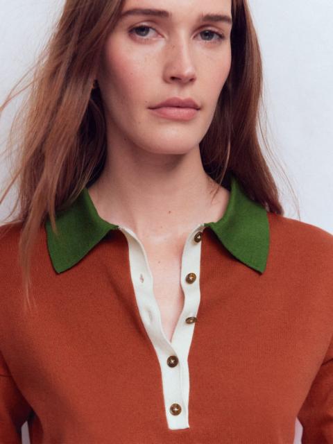 BODEN Lara Cotton Henley Jumper-Barn Red