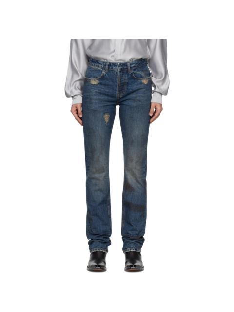 AARON ESH Blue Washed Denim Jeans