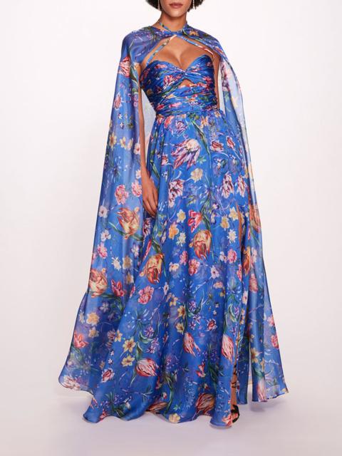 Marchesa RIBBONS CAPE GOWN