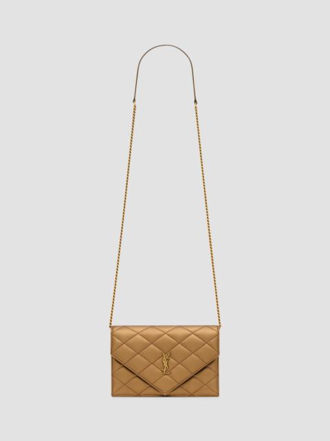 SAINT LAURENT Women's Paris Chain Wallet in Metallic Leather - Cool Bronze