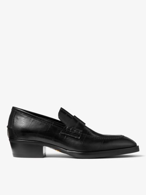 JIMMY CHOO Wilder Loafer M Black Eel-Embossed Leather Loafers