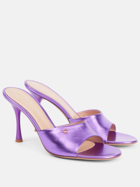Gianvito Rossi 로고 금속 가죽 mules