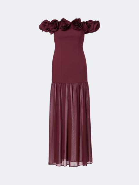 ROTATE Floral-appliqué off-shoulder cocktail dress