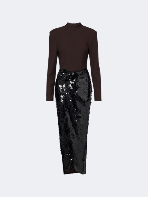 ROTATE Gathered sequined cocktail dress