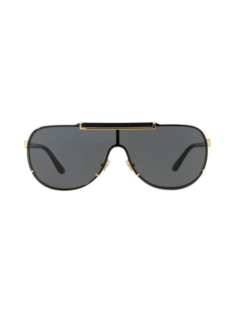 Versace 40mm Shield Sunglasses in Black/Gold/Black Solid at Nordstrom