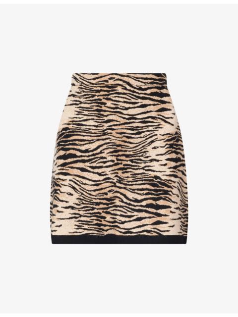 RIXO Liesel Printed Knitted Mini Skirt