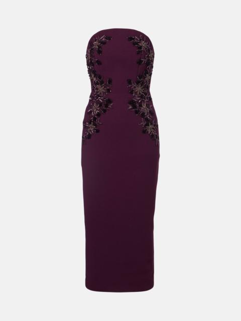 REBECCA VALLANCE Beatrice beaded crêpe midi dress