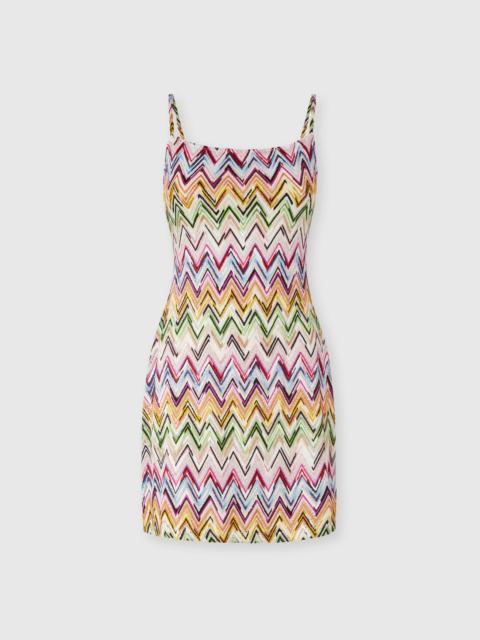 Missoni Mini dress in stretch viscose with lace and zigzag motif