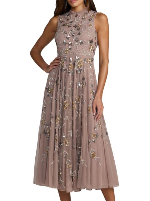 MAC DUGGAL Women's Floral Embellished Chiffon Cocktail Dress - Taupe