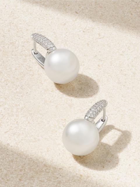 MIKIMOTO 18-karat white gold, pearl and diamond earrings White