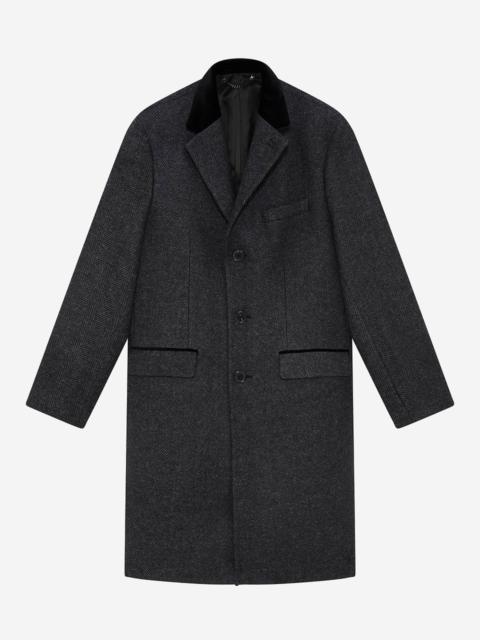 The Kooples LONG COAT IN ANTHRACITE GREY WOOL