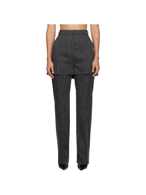 Gray Shorts Layered Trousers