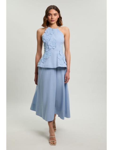 KAREN MILLEN Cotton Linen 3D Floral Midi Dress
