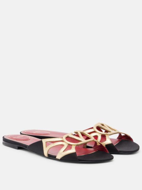 Valentino Wonderweb VLogo metallic leather slides