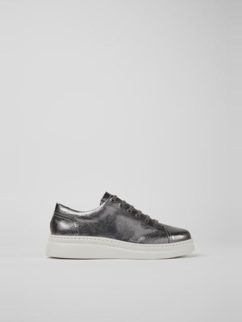 CAMPER Runner Up Silver Leather Sneakers for Women.