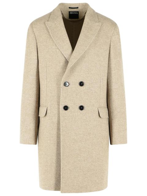 ZEGNA Zegna Beige Wool And Cashmere Coat