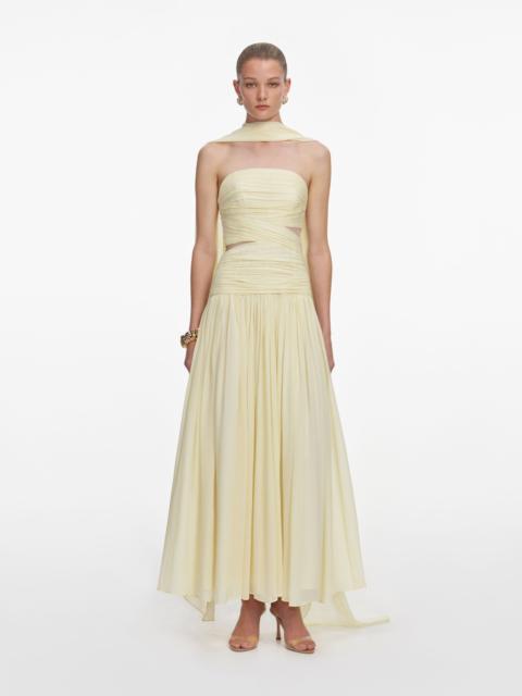 self-portrait Yellow Georgette Scarf Midi Dress