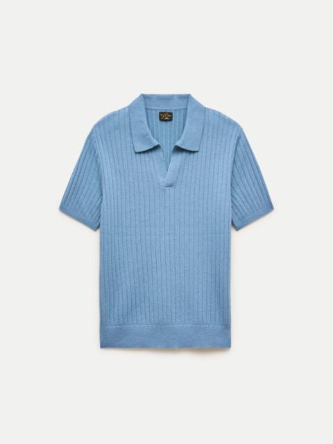 J.CREW Short-sleeve cashmere ribbed johnny-collar sweater-polo