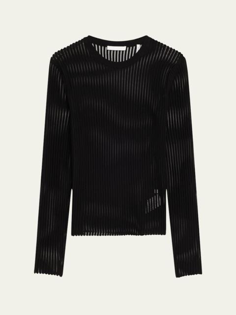 Helmut Lang Sheer Stripe Crewneck Top