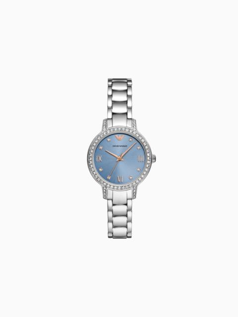 EMPORIO ARMANI THREE-HAND STAINLESS STEEL WATCH