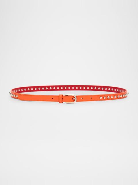 Christian Louboutin Cabata Paris Spike Skinny Belt in Calf Leather