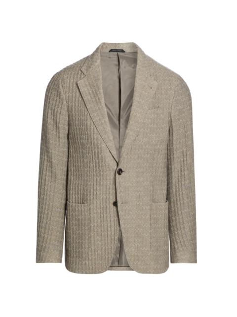 GIORGIO ARMANI Men's Chevron Cashmere-Silk Upton Jacket - Tan