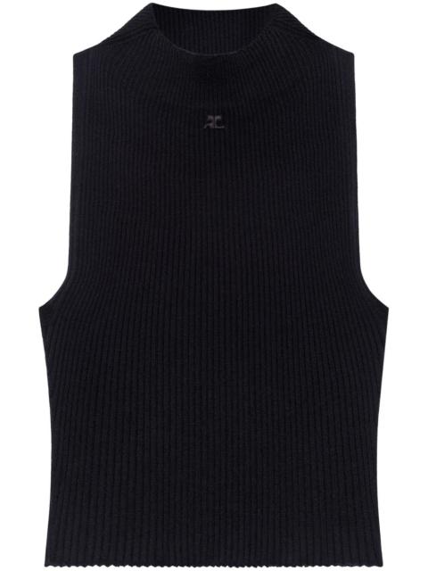 courrèges cropped ribbed tank top