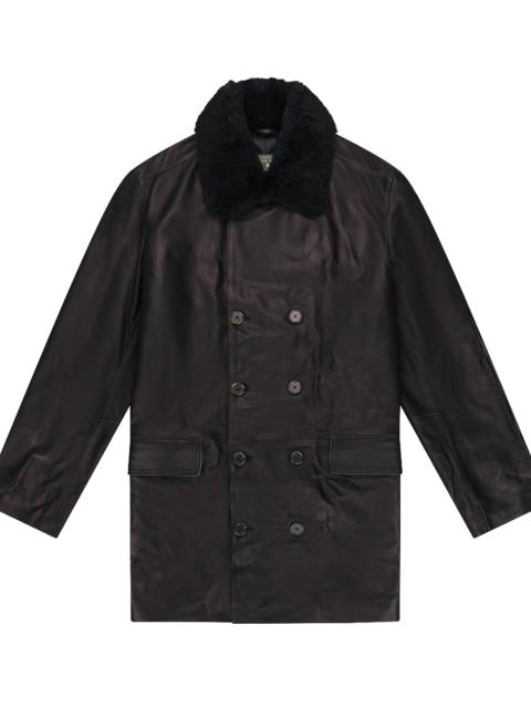 DENIM TEARS Oakland Wreath Winter Leather Coat "Black" DT1014