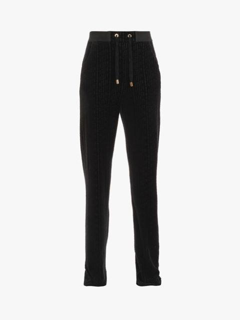 Balmain Black velvet sweatpants with embossed Balmain monogram